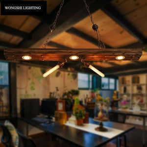 Tiziano - Rustic Wood 5-Light Industrial Pendant Ceiling Light