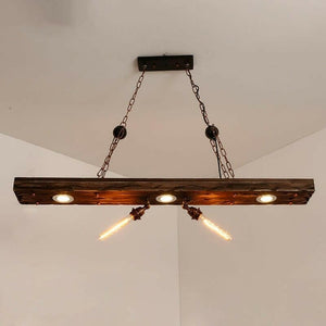 Tiziano - Rustic Wood 5-Light Industrial Pendant Ceiling Light