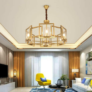 Trova - Gold Brass Chandelier with Art-Deco Design