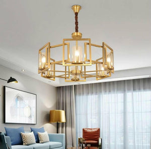 Trova - Gold Brass Chandelier with Art-Deco Design