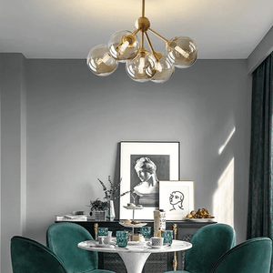 Vag - Modern LED chandelier with metal base and glass globes