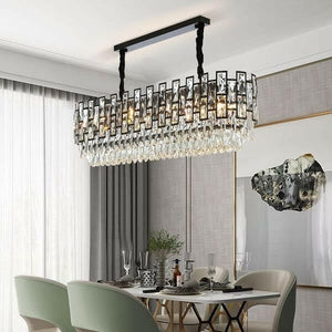 Wellmet - Luxury Rectangle Black Crystal Chandelier Modern