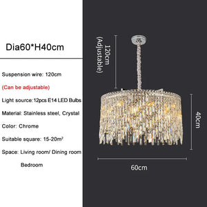 Wellmet - LED Crystal Pendant Lamp Chrome Design