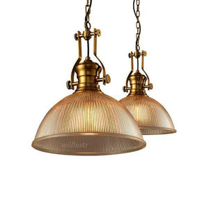 Brisell - Vintage Dome Pendant Lamp with Ribbed Glass | Bright & Plus.