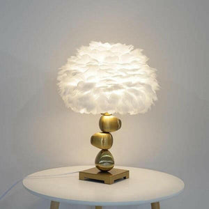 Atenas Feather Shade Metal Table Lamp | Bright & Plus.