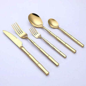 Aldomara Bamboo Gold/Silver Flatware | Bright & Plus.