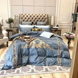 Halo Egyptian Blue Luxury Royal Duvet Cover Set | Bright & Plus.