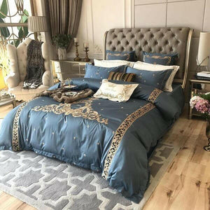 Halo Egyptian Blue Luxury Royal Duvet Cover Set | Bright & Plus.