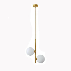 Althar - 3/2 Light White Glass Ball Pendant Light in White Glass and Gold Brass