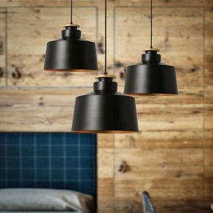 Andru - Contrast Metal & Wood Pendant Lights