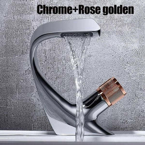 Annetta - Modern Chrome Plated Solid Brass Waterfall Spout Bathroom Faucet | Bright & Plus.