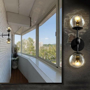 Bhatte - Double Globe Clear Glass Sconce