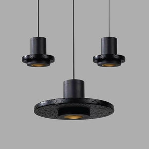 Black Volcanic Stone Pendant Light Minimalist