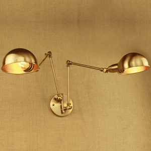 Brass Double Head Shade Industrial Wall Light | Bright & Plus.