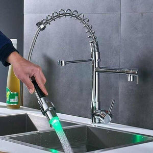 Carylon - LED Kitchen Spring Deck Mounted Faucet | Bright & Plus.