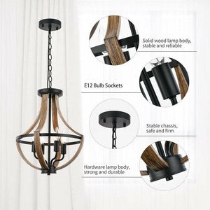 Eddis - Rustic 4-Light Adjustable Height Convertible Chandelier