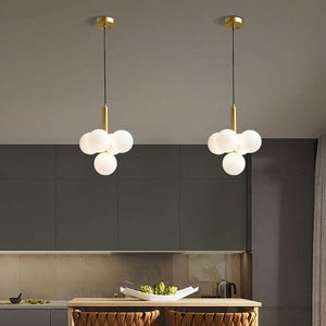 Fly - Design LED suspension Lamp with Gold Cylinder and Glass Balls