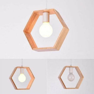 Geometric Hanging Wooden Lights | Bright & Plus.