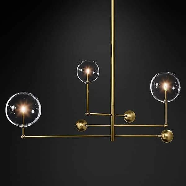 Glass Globe Mobile Three-Arm Chandelier | Bright & Plus.