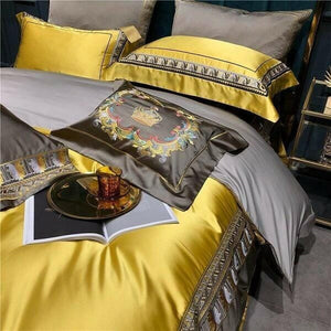 Hadi Embroidered Border Satin Duvet Cover Set | Bright & Plus.