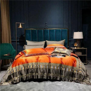 Hadi Embroidered Border Satin Duvet Cover Set | Bright & Plus.