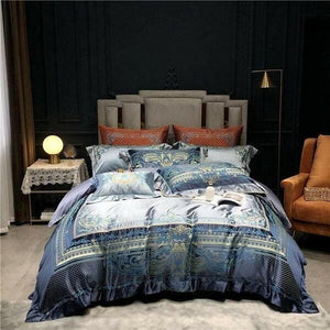 Hadi Embroidered Border Satin Duvet Cover Set | Bright & Plus.