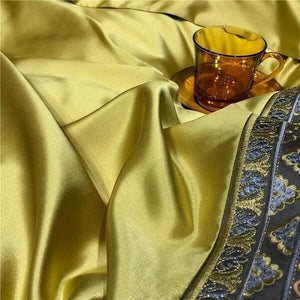 Hadi Embroidered Border Satin Duvet Cover Set | Bright & Plus.