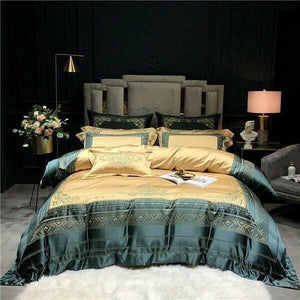 Hadi Embroidered Border Satin Duvet Cover Set | Bright & Plus.