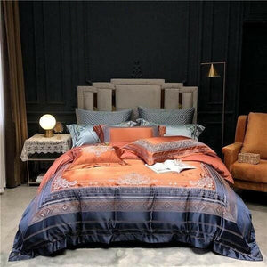 Hadi Embroidered Border Satin Duvet Cover Set | Bright & Plus.