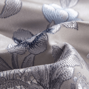 Impero Blue Silver Silk Cotton Jacquard Luxury Chinese Duvet Cover Set | Bright & Plus.