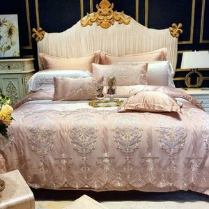 Joyana Egyptian Cotton Golden Lace Duvet Cover Set | Bright & Plus.