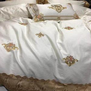 Karlena Oriental Egyptian Cotton Embroidery Luxury Royal Duvet Cover Set | Bright & Plus.