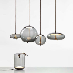 Knot - Design Suspension Lamp Scandinavian Smoked glass and Rope