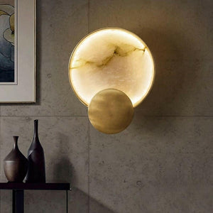 Nordic Round Marble LED Wall Lamp Modern Simple Brass