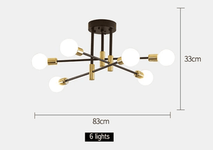 Nordic Wrought Iron Chandelier Retro 4-6-8 heads