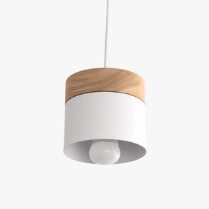 Nordic metal and wood cylindrical LED suspension lamp