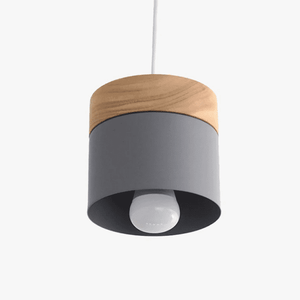 Nordic metal and wood cylindrical LED suspension lamp