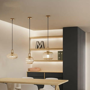 Ocker - Glass Pendant Lamp with Japanese Design and Nordic LED Lights