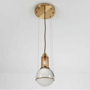 Opal Round Glass Sphere Midcentury Pendant Light | Bright & Plus.