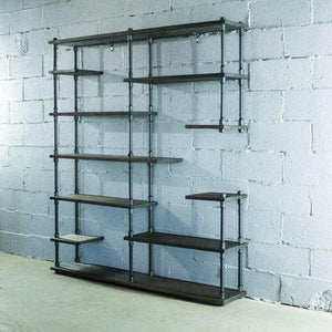 Open Eleven Shelf Industrial Pipe Bookcase | Bright & Plus.