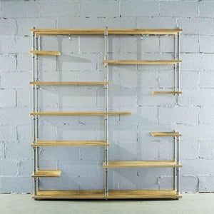 Open Eleven Shelf Industrial Pipe Bookcase | Bright & Plus.