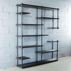 Open Eleven Shelf Industrial Pipe Bookcase | Bright & Plus.