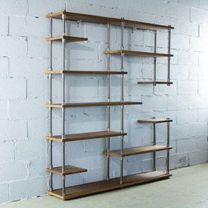 Open Eleven Shelf Industrial Pipe Bookcase | Bright & Plus.