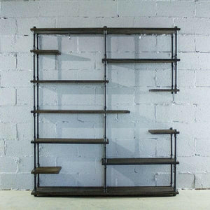 Open Eleven Shelf Industrial Pipe Bookcase | Bright & Plus.