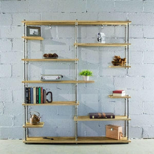 Open Eleven Shelf Industrial Pipe Bookcase | Bright & Plus.