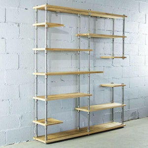 Open Eleven Shelf Industrial Pipe Bookcase | Bright & Plus.