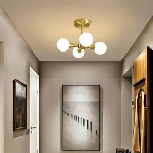 Orrazia - Modern Semi Flush Gold Globe Pendant Light