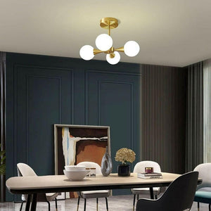 Orrazia - Modern Semi Flush Gold Globe Pendant Light