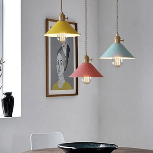 Pastel Coloured Cone Shade Industrial Pendant Light | Bright & Plus.