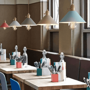 Pastel Coloured Cone Shade Industrial Pendant Light | Bright & Plus.